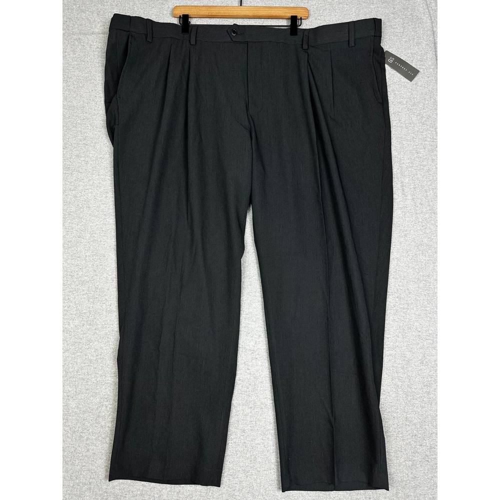 NWT GS Perfect Fit Dress Pants Mens 56x30 Charcoal Gray New Pleated Easy Stretch